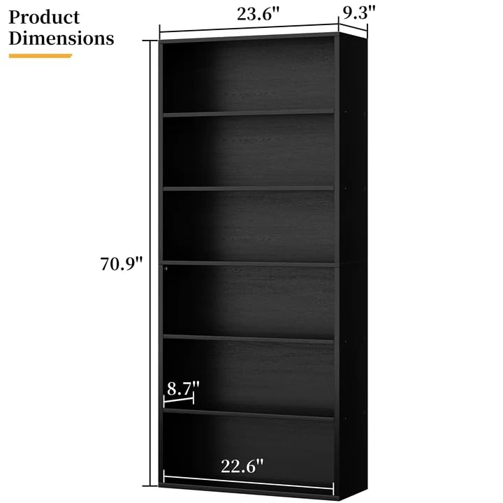 6-Tier Bookcase with Open Shelves
