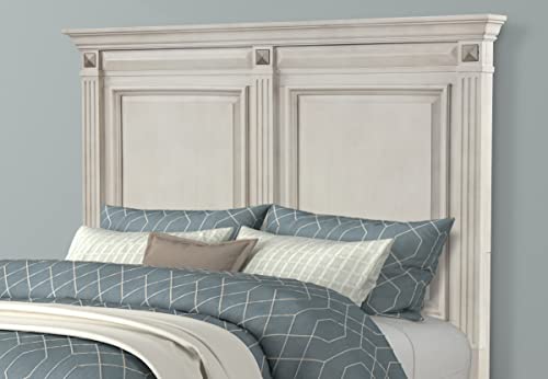 Roundhill Furniture Renova Distressed Parchment Wood Bedroom Set, Queen Panel Bed, Dresser, Mirror, Nightstand, Chest