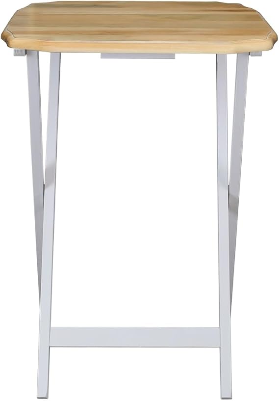 White Wood TV Tray Set