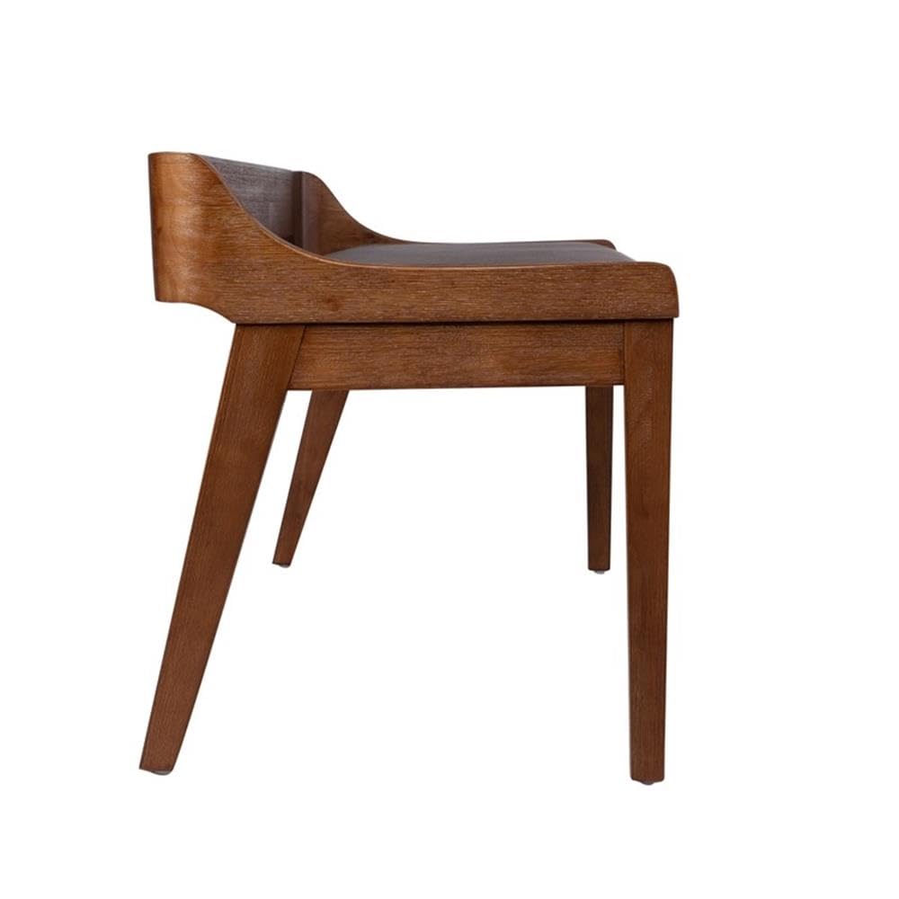 Mid-Century Modern Dining Bench with Faux Leather Cushion