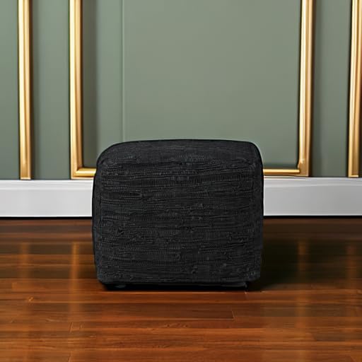 Square Leather Pouf
