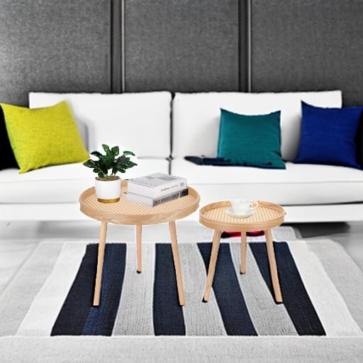 Round Rattan Coffee Table Set