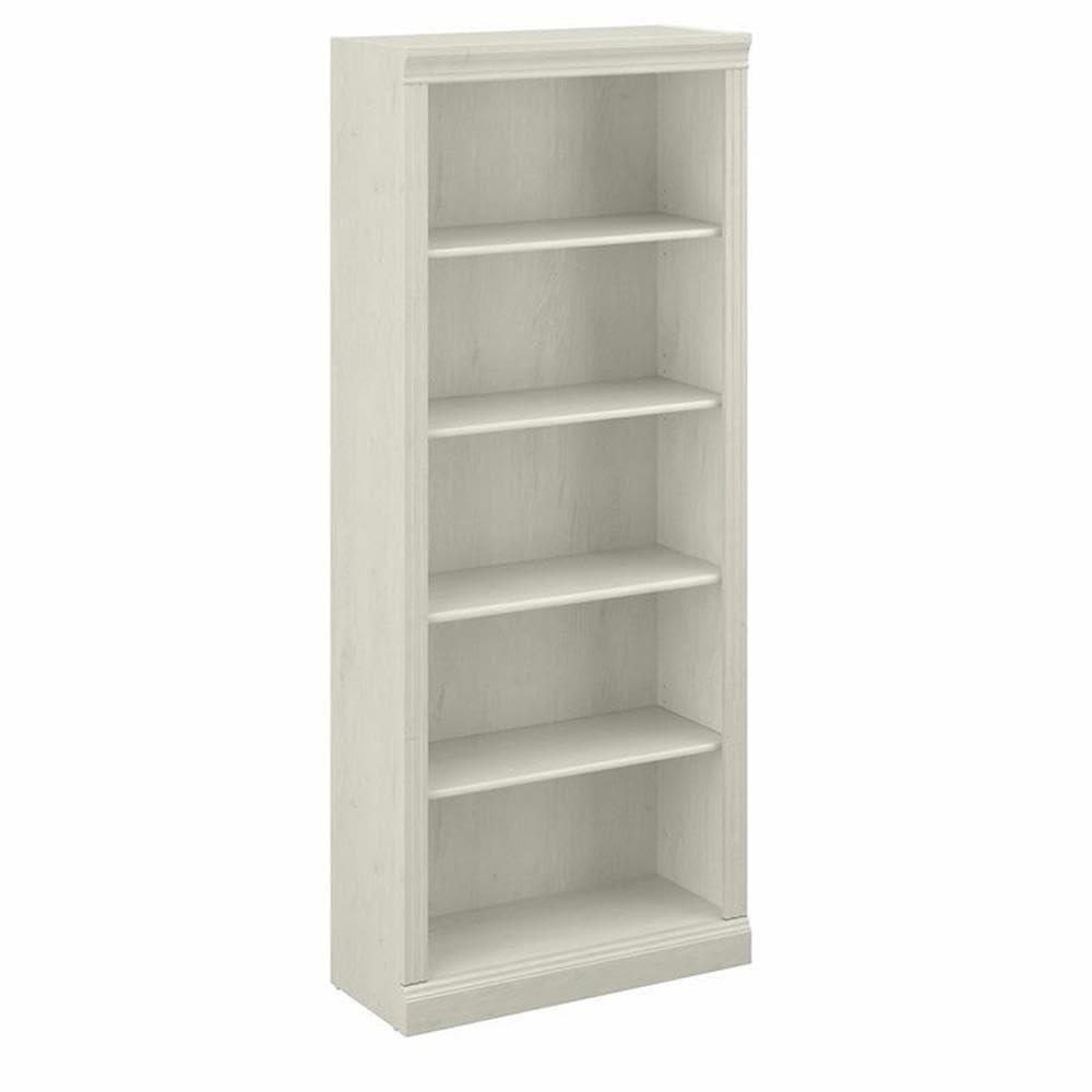 Bush Home Saratoga Tall 5 Shelf Bookcase in Linen White Oak, Home Office Organizer, Vertical Storage Solution for Books and Office Supplies, Tall Bookshelf