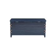 BOWERY HILL Modern Wood Rope Storage Chest, 38" L x 18" D x 18" H, Cedar Lined, Blue Finish, Paneled Design with Rope Trim, Versatile for Blanket Storage, Seating, or Coffee Table Use