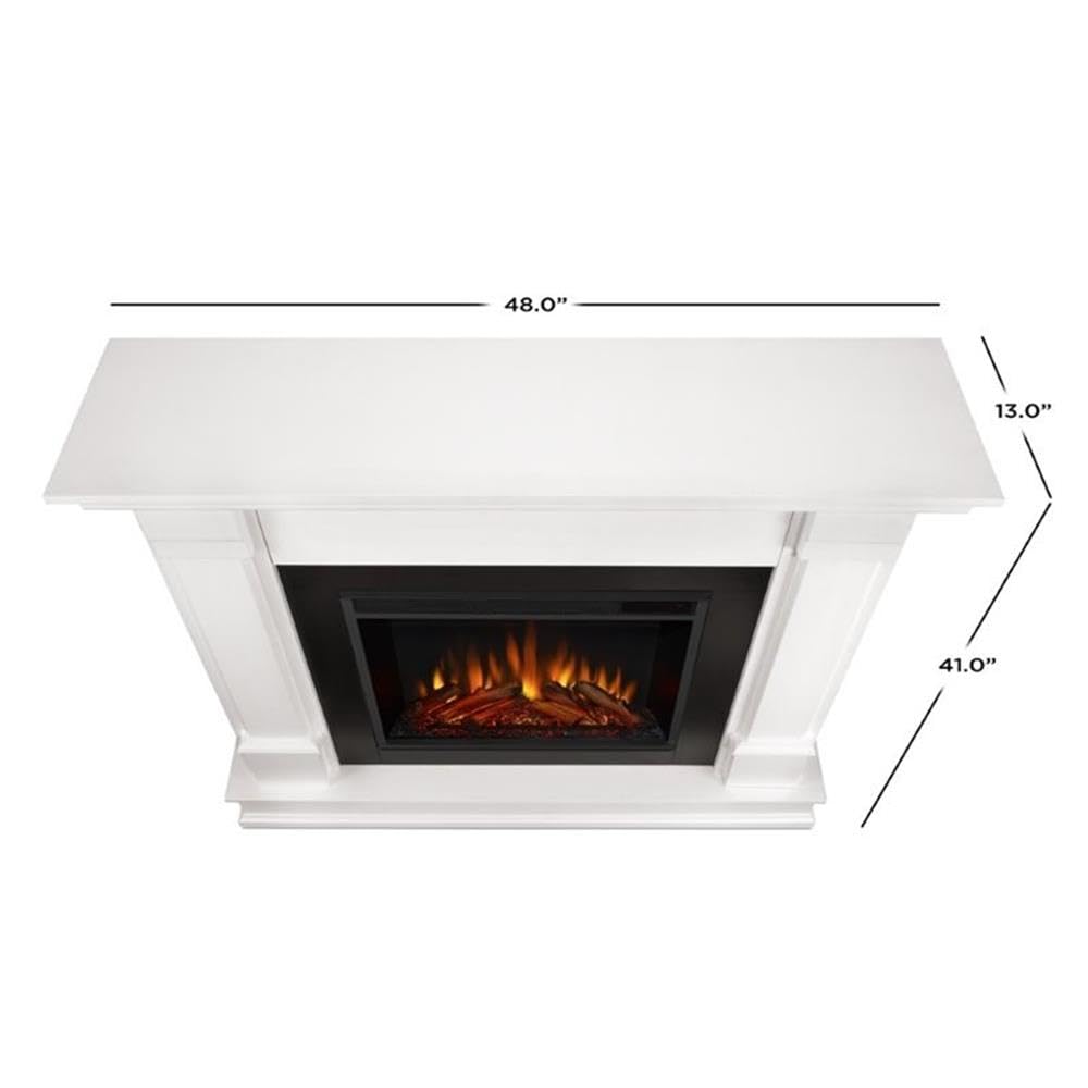 Real Flame Silverton 48" Electric Fireplace with Mantel, White