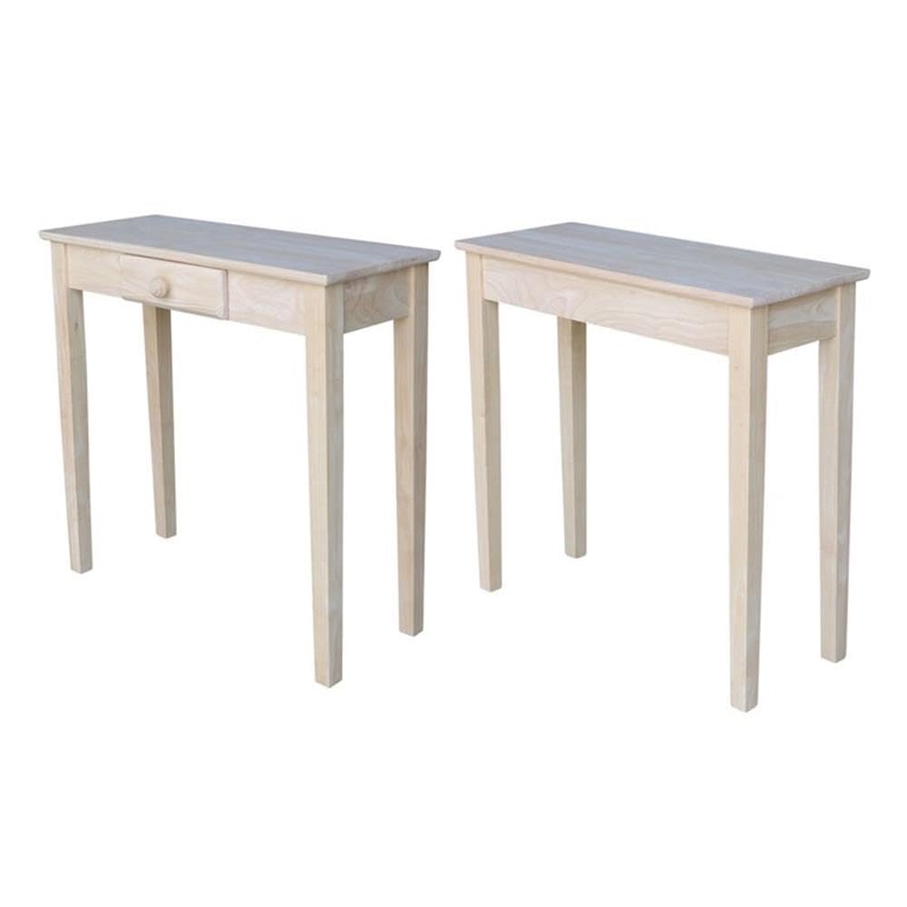 Unfinished Wood Console Table with Drawer
