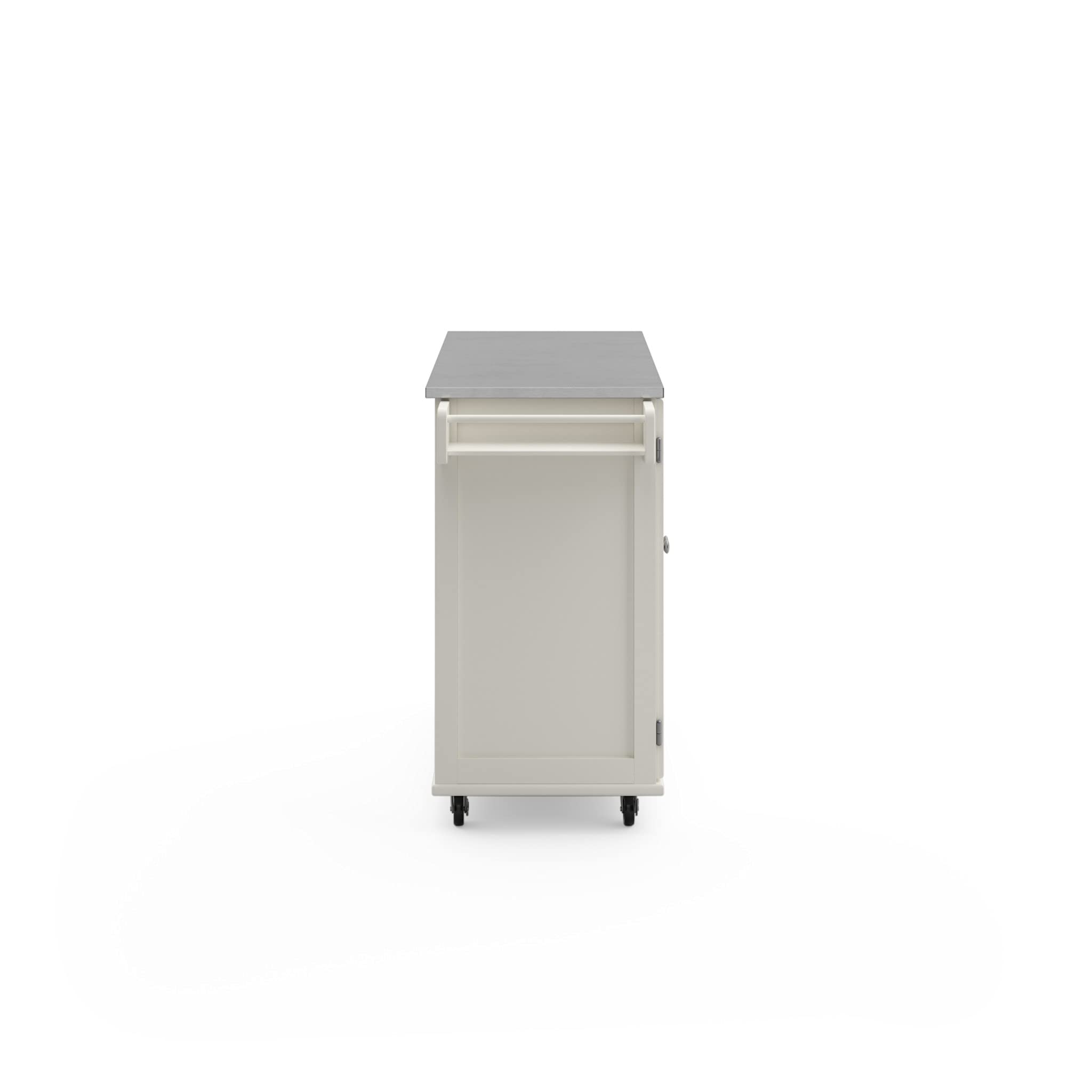 53.5" Kitchen Island Cart with Storage, Rolling Kitchen Cart on Wheels with Stainless Steel Top, Mobile Prep Station with Drawers, Cabinets, Adjustable Shelves & Towel Rack, Solid Wood, Off White