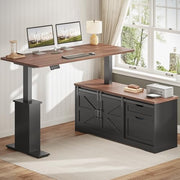 L-Shaped Standing Desk with Drawers & Power Outlets