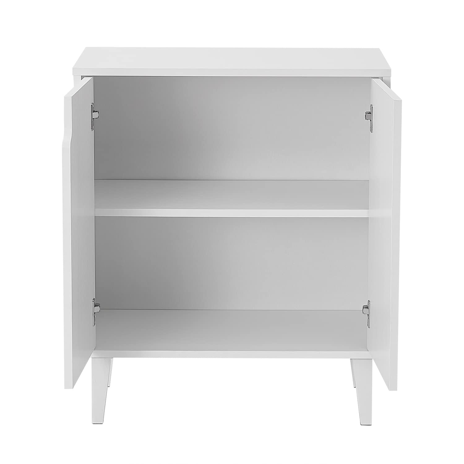 2-Door Storage Cabinet with Soft-Close Doors & Wood Legs