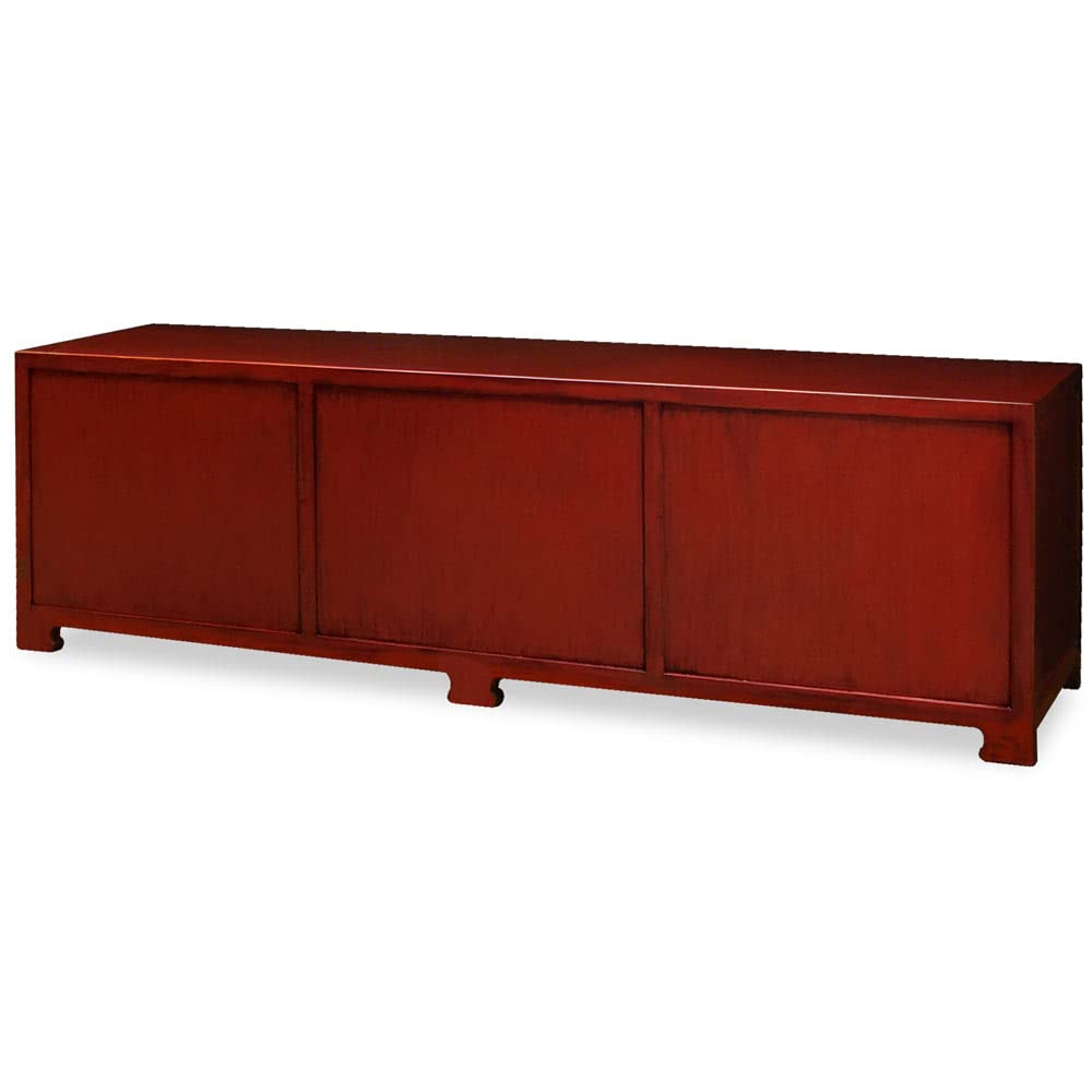 ChinaFurnitureOnline Distressed Red Elmwood Chinese Ming Media Cabinet - with Free Inside Delivery