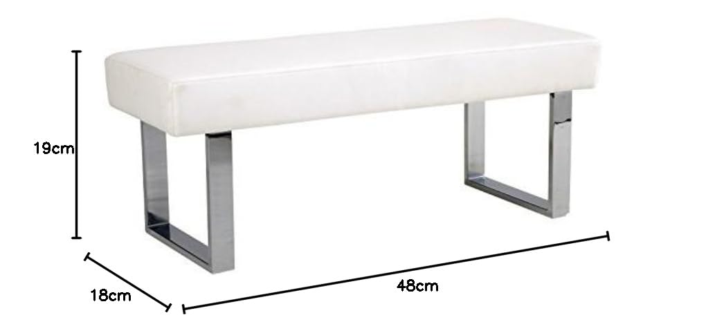 Armen Living Amanda Bench in White and Chrome Finish 48"x18"x19"