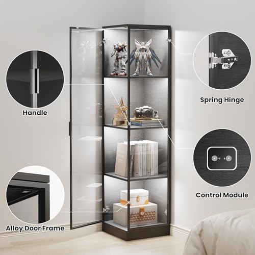 4-Tier Corner Display Cabinet with LED Lighting & Motion Sensor