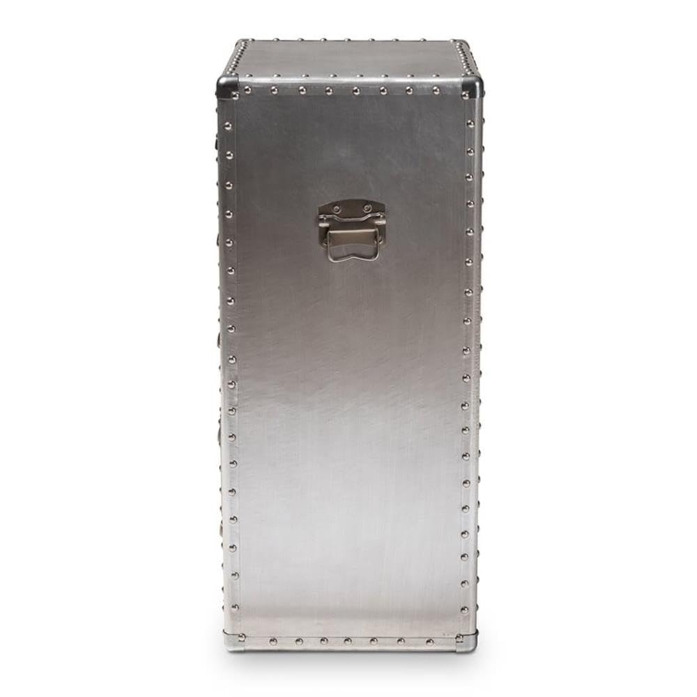 Baxton Studio Davet Mid-Century 5-Drawer Metal Accent Chest in Silver