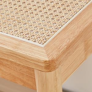 Jimenuco 40" Wooden Dining Bench with Hand Woven Rattan Seat,Solid Wood Bench for Entryway,Living Room,Kitchen and Bedroom（Nature Wood，18" H