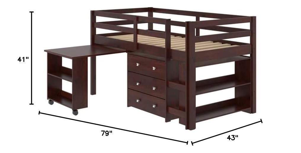 Donco Kids Study & Sleep Twin Cappuccino Low Loft Bed