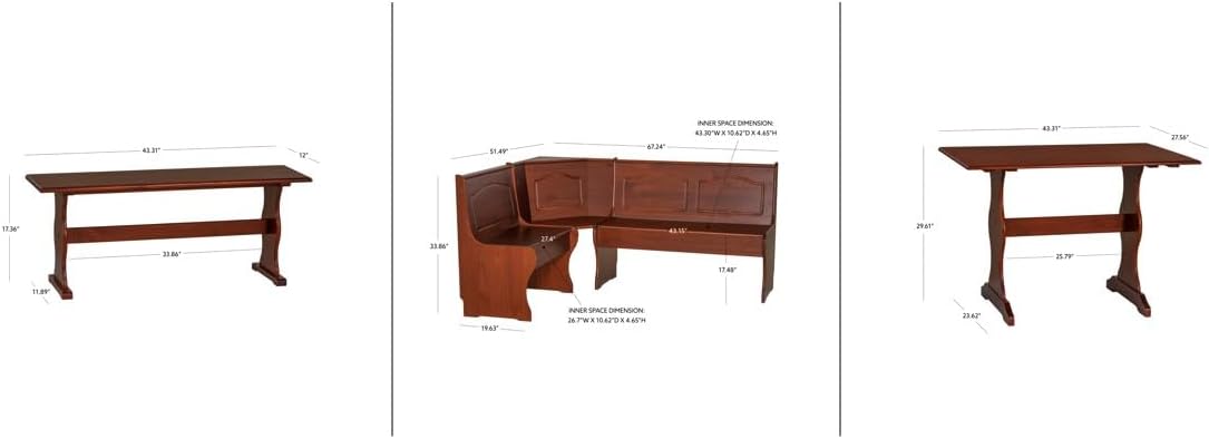 Linon Chelsea Walnut Kitchen Nook