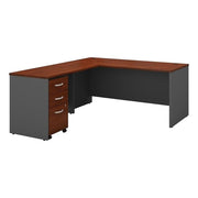 L-Shaped Office Desk with Mobile File Cabinet