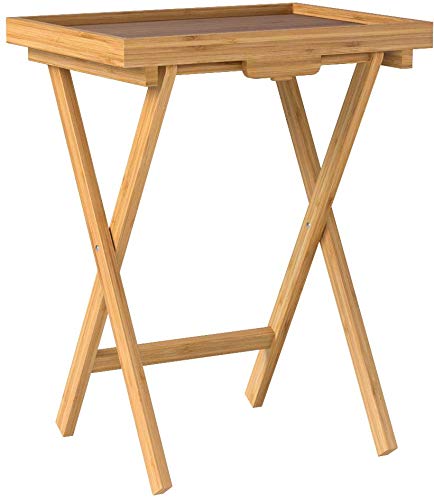 Bamboo Lipped Folding Snack Table
