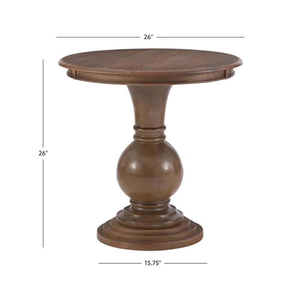 Round Pedestal Accent Table – Natural Finish