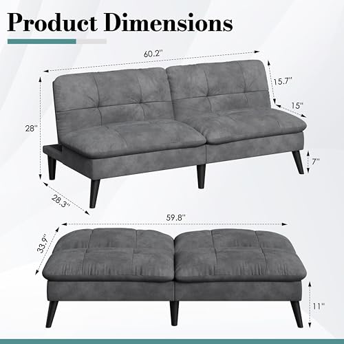 Convertible Futon Sofa Bed with Adjustable Backrest