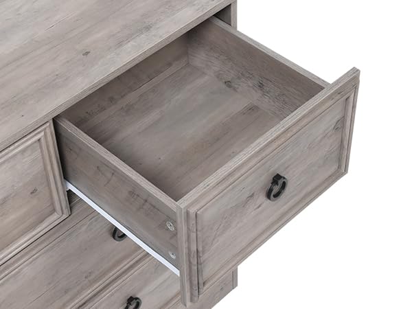 7-Drawer Dresser with Deep Drawers & Textured Borders