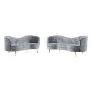 Gray Velvet Sofa and Loveseat Set