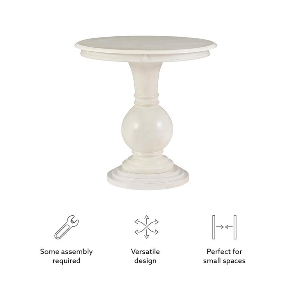 Round Pedestal Accent Table – Cream