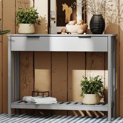 White Console Table with Drawer