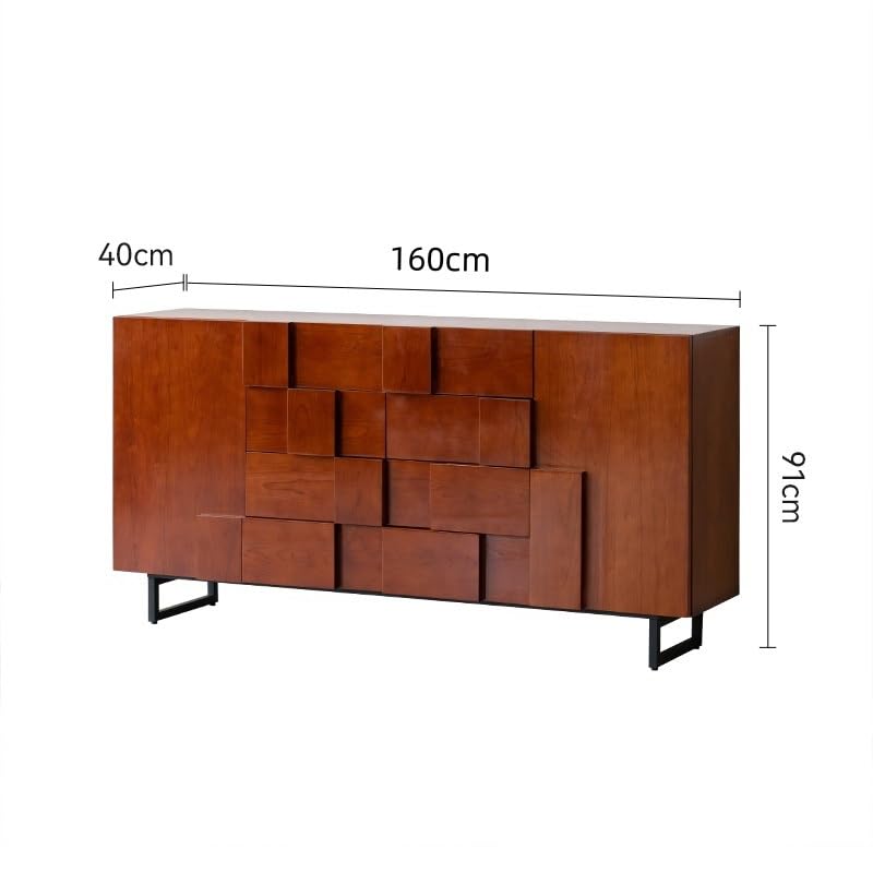 ZUZUZ Sideboard Buffet Cabinet 160x40x91cm Retro Side Cabinet Small Apartment Living Room Storage Kitchen Cupboard Skeleton Line Solid Wood Chest of Drawers Cupboard Coffee Bar Cabinet