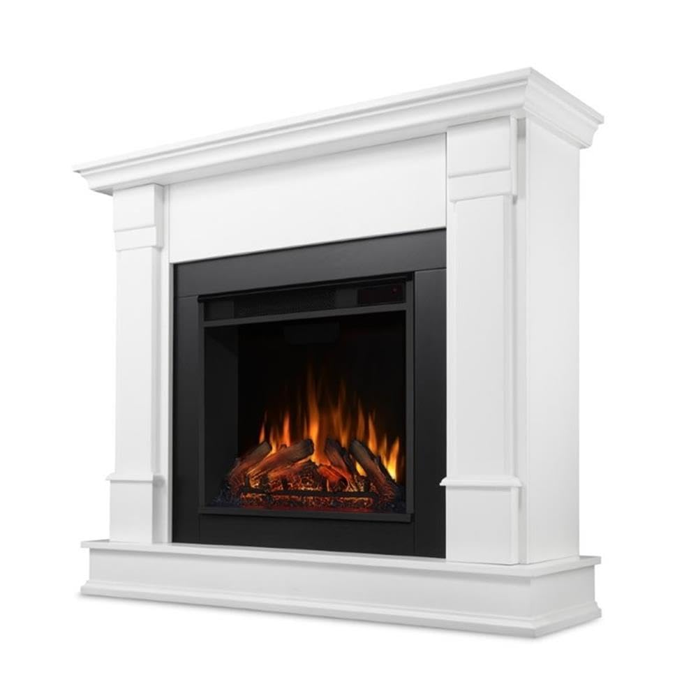 Real Flame Silverton 48" Electric Fireplace with Mantel, White