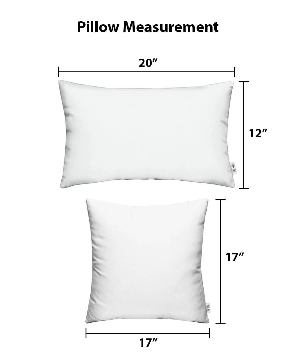 Resort Spa Home Set of 4 Indoor/Outdoor Pillows - 17" Square Throw Pillows & 12" x 20" Rectangle/Lumbar Decorative Throw Pillows - Solid Kiwi Green Fabric
