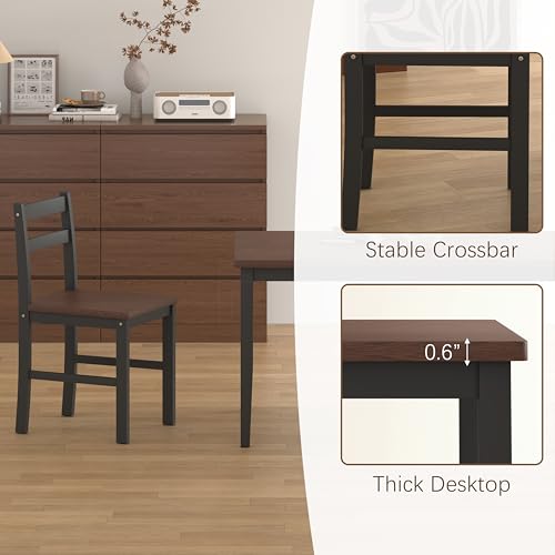 5-Piece Solid Wood Dining Table Set with 4 Chairs