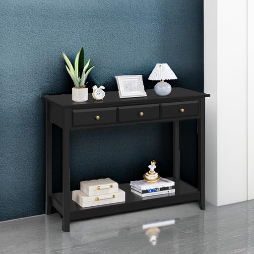 Console Table with 3 Drawers & Storage Shelf