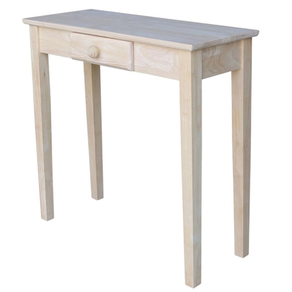 Unfinished Wood Console Table with Drawer