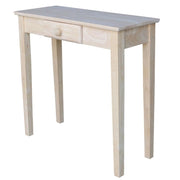 Unfinished Wood Console Table with Drawer