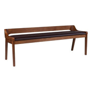 Mid-Century Modern Dining Bench with Faux Leather Cushion