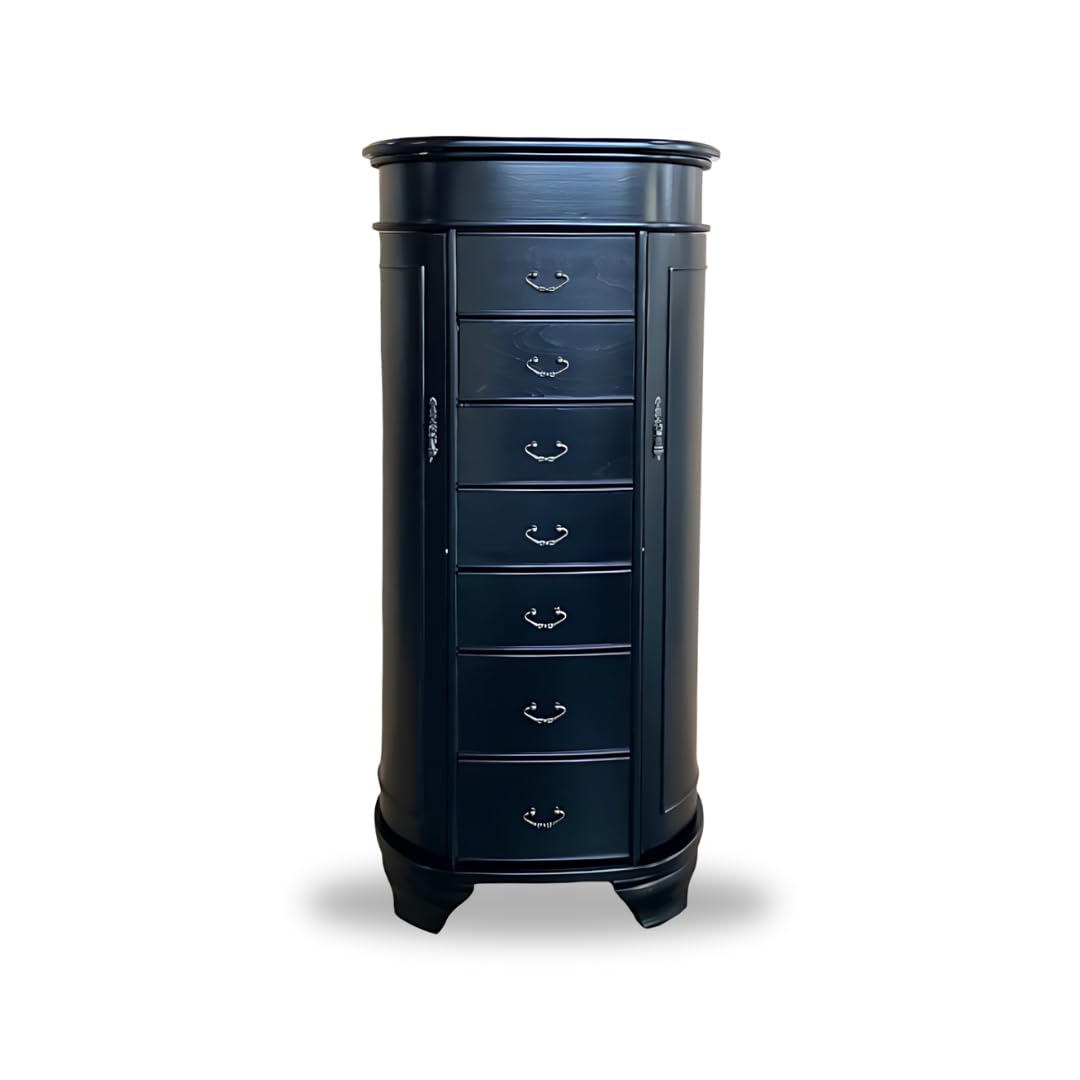 Oval Jewelry Armoire with Mirror & 7 Drawers