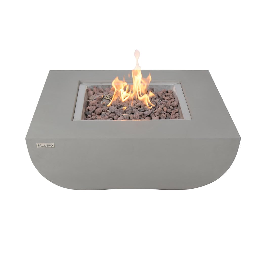 Westport Concrete Fire Pit - 34" x 34" Modern Fire Pit & Outdoor Fireplace Includes Lava Rocks for Garden, Deck & Indoor Heating