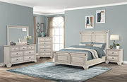 Roundhill Furniture Renova Distressed Parchment Wood Bedroom Set, Queen Panel Bed, Dresser, Mirror, Nightstand, Chest