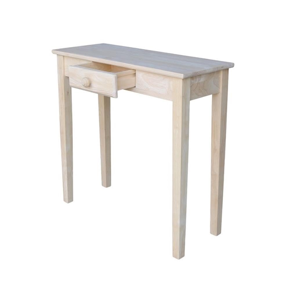 Unfinished Wood Console Table with Drawer