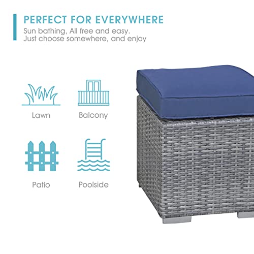Outdoor Wicker Ottoman Set of 2 with Cushions