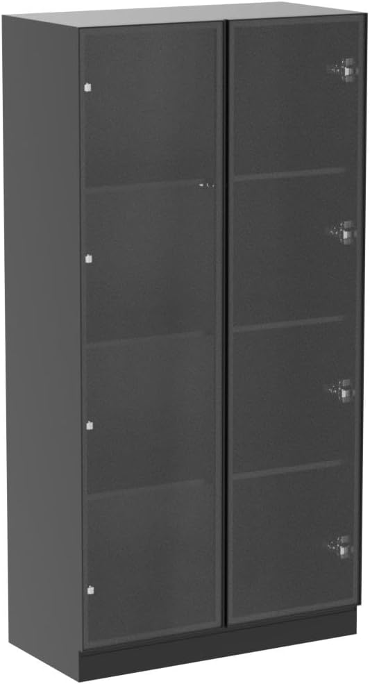 4-Tier Bookcase with Glass Doors & LED Lights