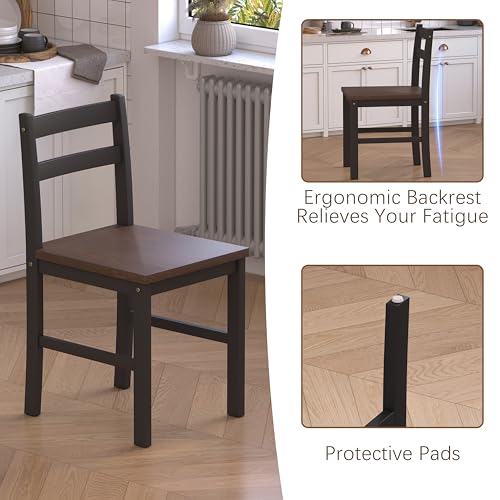 5-Piece Solid Wood Dining Table Set with 4 Chairs