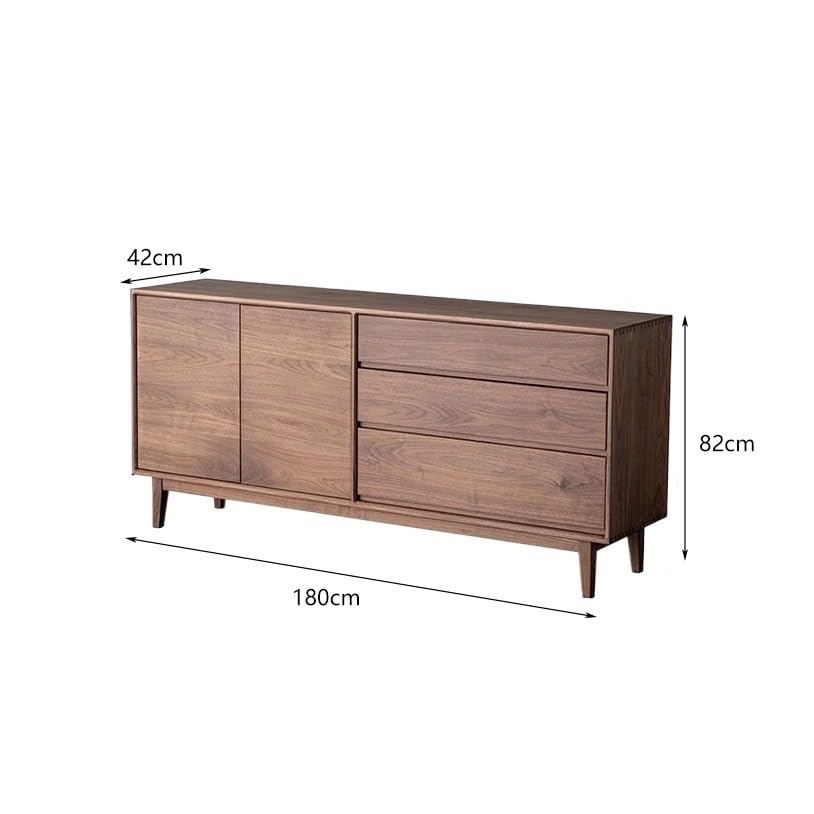 HEAIQI Sideboard Kitchen Cupboard Black Walnut Solid Wood Simple Japanese Style Living Room Entrance Decoration Wabi-sabi Bedroom Storage Furniture Cupboard Bar Cabinet