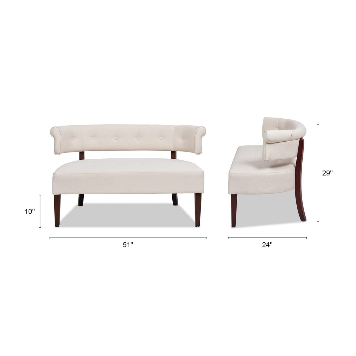 Beige Tufted Bench Settee