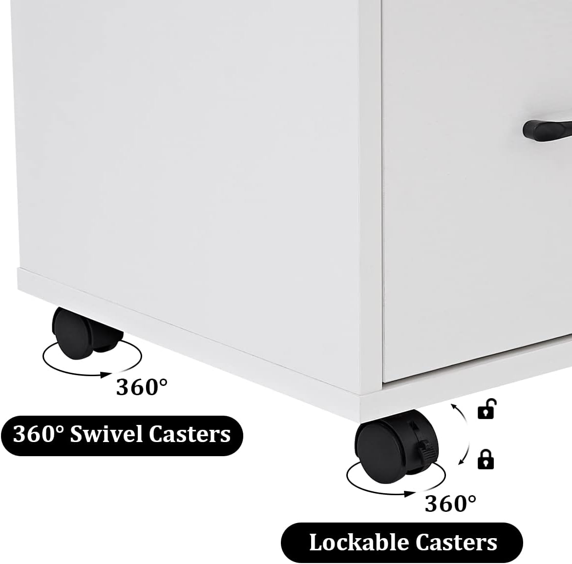 3-Drawer Rolling File Cabinet with Printer Stand