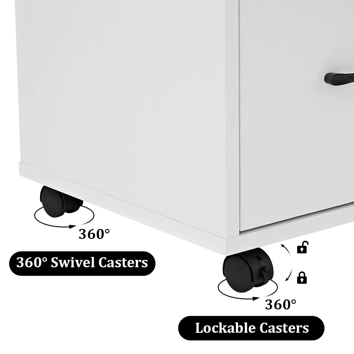3-Drawer Rolling File Cabinet with Printer Stand
