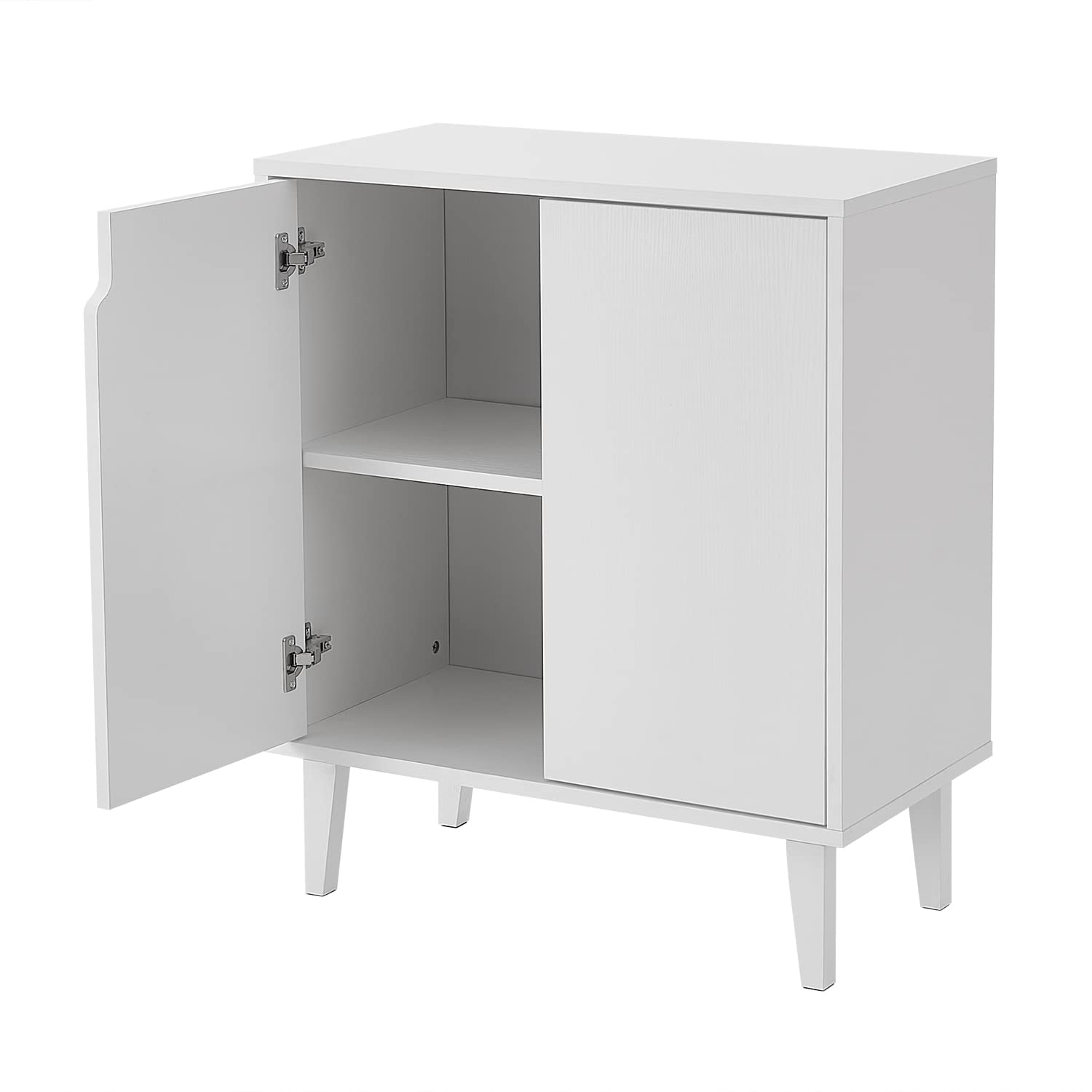 2-Door Storage Cabinet with Soft-Close Doors & Wood Legs