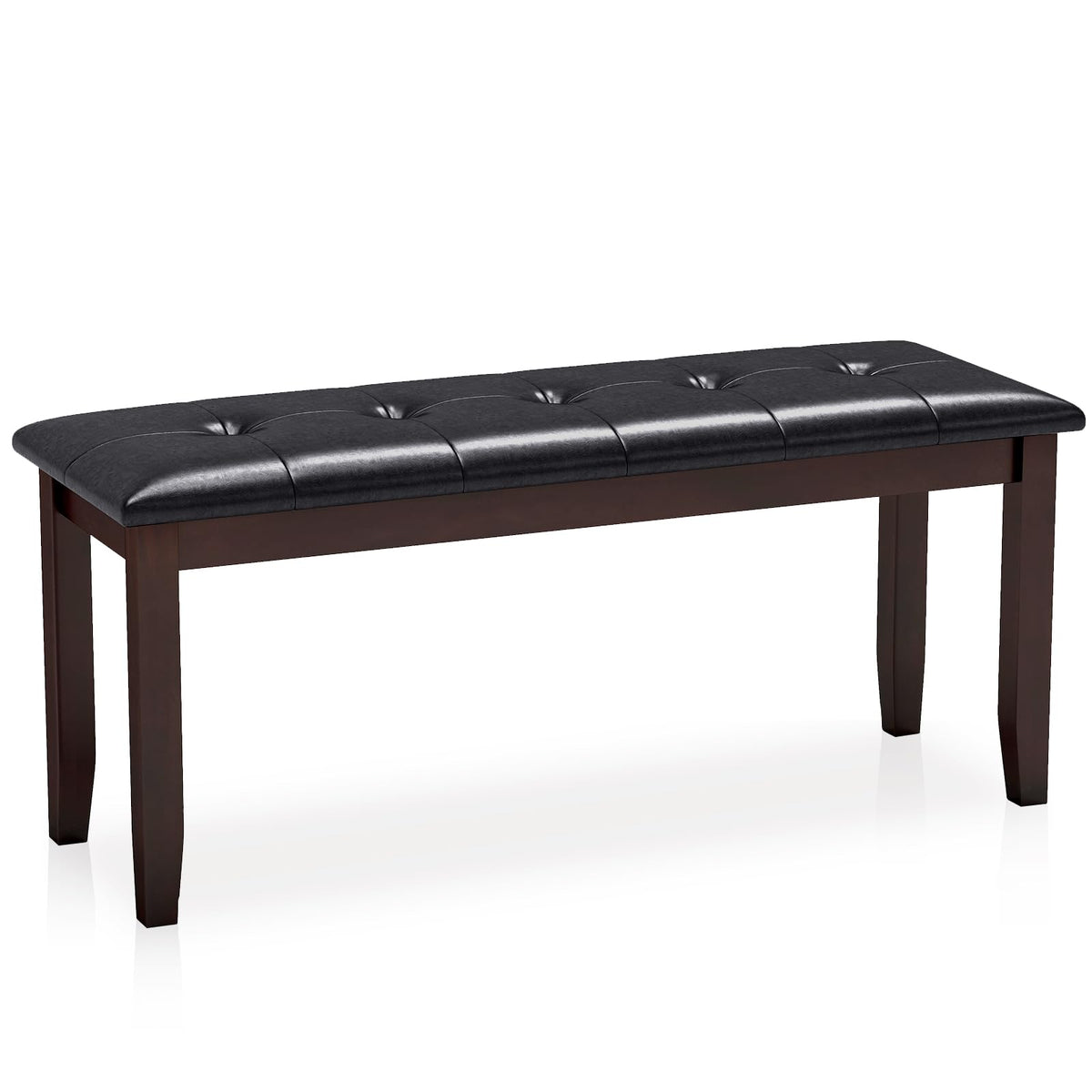 GIANTEX Dining Room Bench, Traditional Upholstered Table Benches, Hallway PU Leather Bench Entryway Bench, Bedroom Bench for End of Bed, Ottoman Bench (Brown)