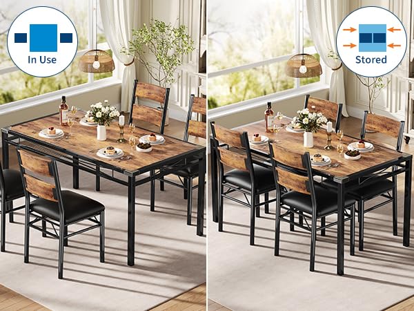 4-Person Dining Table Set with Upholstered Chairs